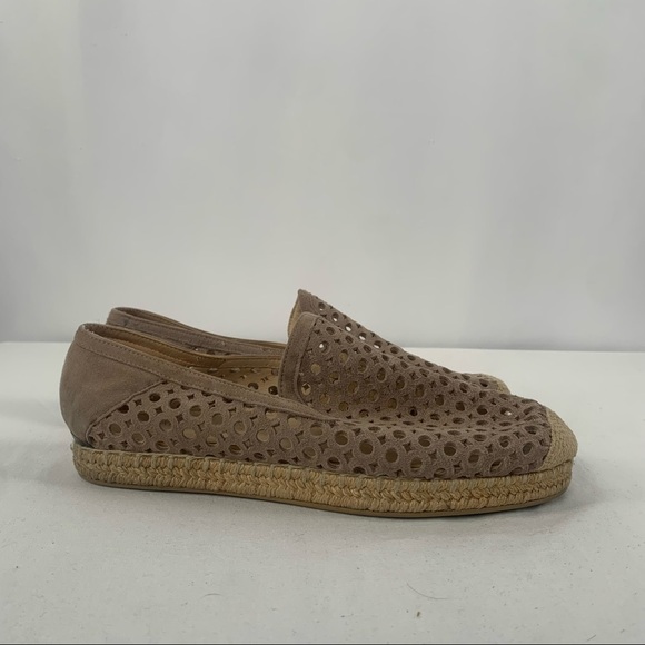 Stuart Weitzman Suede Lasercut Accents Espadrilles Shoes in Taupe Size 7.5‎ - Picture 3 of 8
